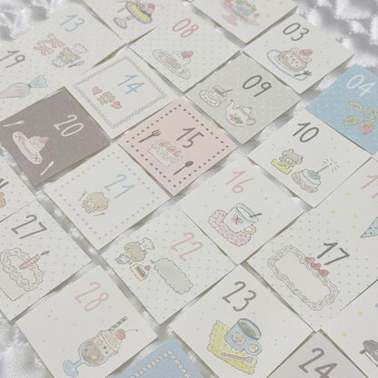 365 Days of Little Happiness Series mini year calendar featuring daily happiness, dessert, and reflection designs for journaling, scrapbooking and collage